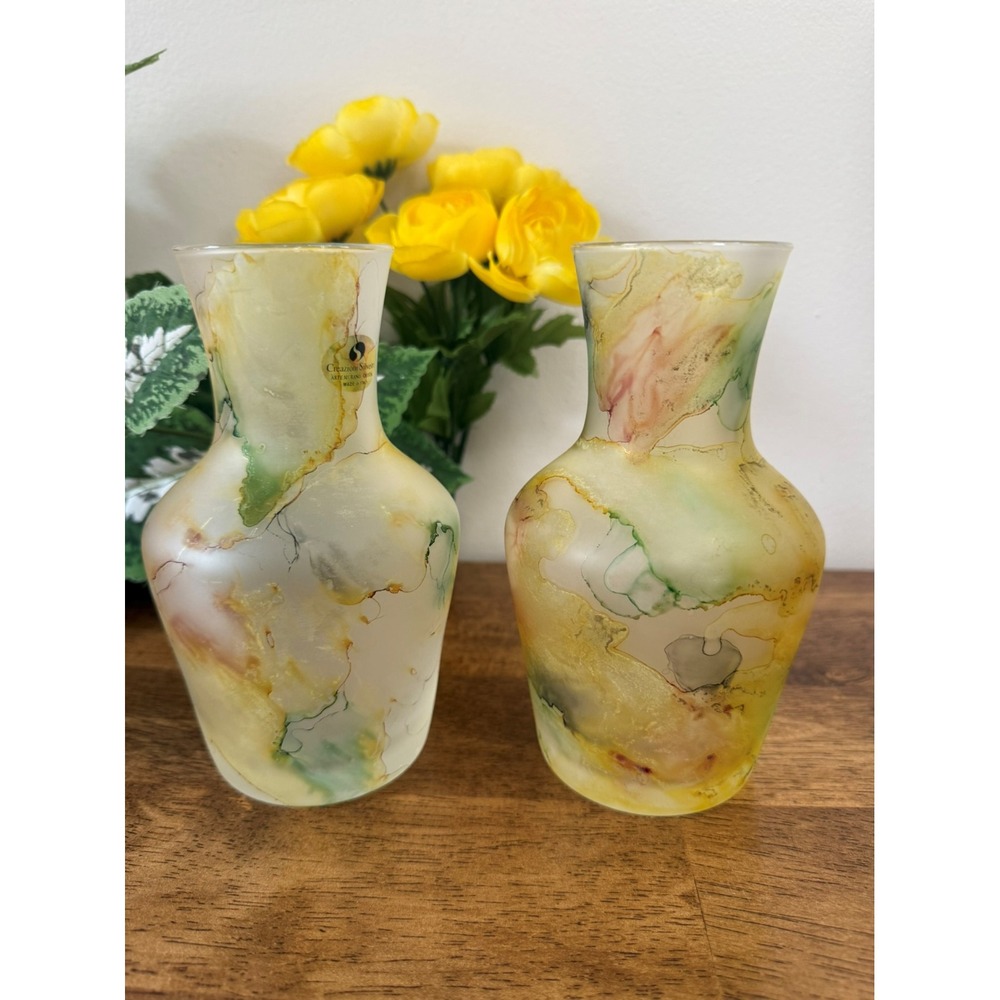 Creazioni Silvestri Murano Style Italian‎ Art Glass Vases Handcrafted Crystal